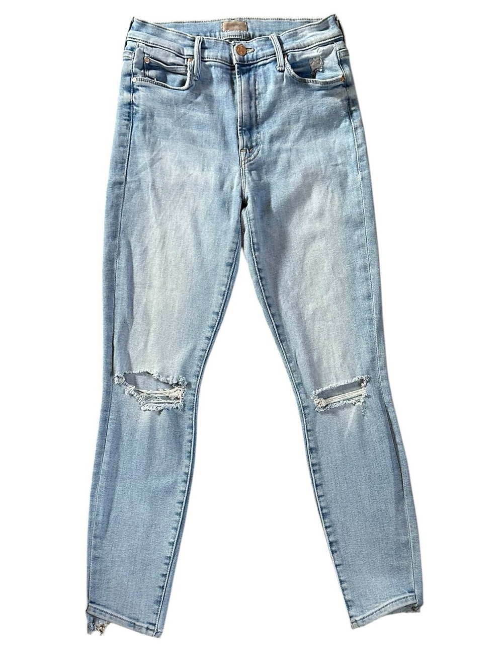 MOTHER Stunner Zip Ankle light wash cotton stretch blend ankle jeans size 28